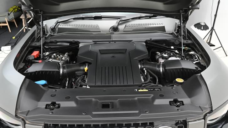 Land Rover Defender Open Bonnet Engine Shot