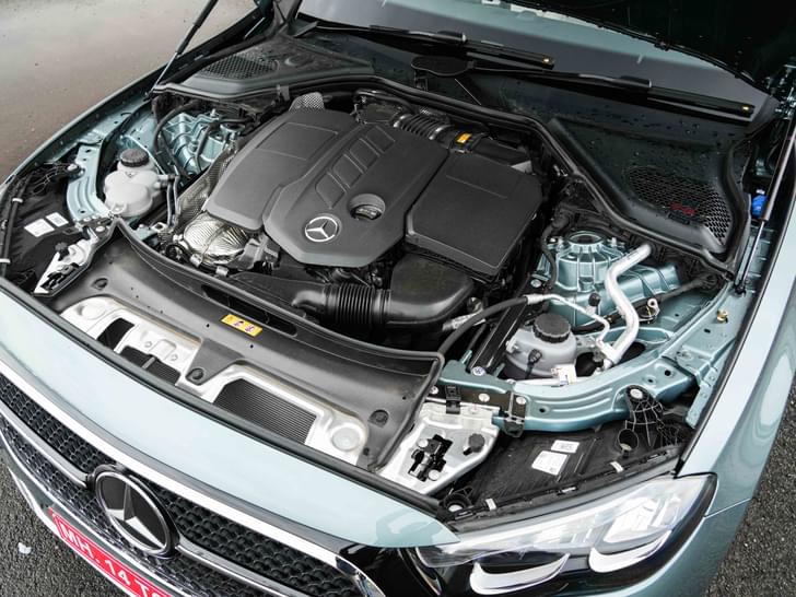 Mercedes Benz E Class Open Bonnet Engine Shot