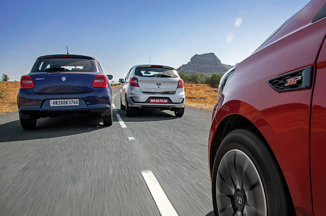 Ford Figo vs Tata Tiago JTP vs Maruti Suzuki Swift comparison