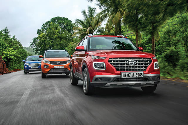 Hyundai Venue vs Ford EcoSport vs Tata Nexon petrol AT comparison
