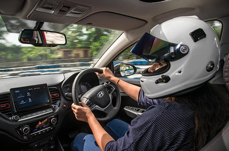 Sneha Sharma driving Hyundai Verna Turbo-petrol