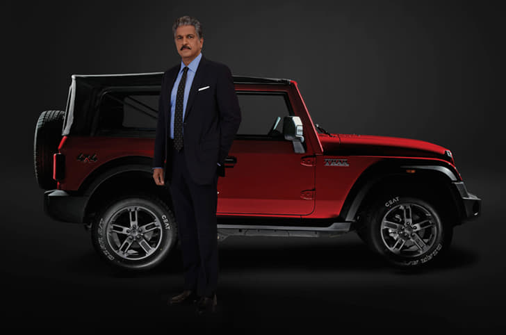 2020 Mahindra Thar and Anand Mahindra