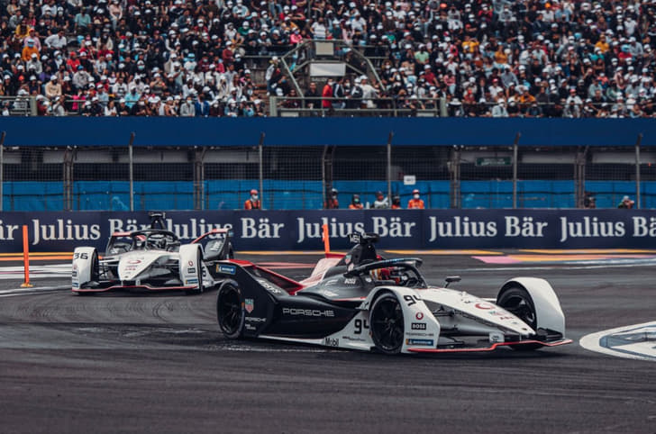 Porsche's Pascal Wehrlein and Andre Lotterer at 2022 Mexico City E-Prix