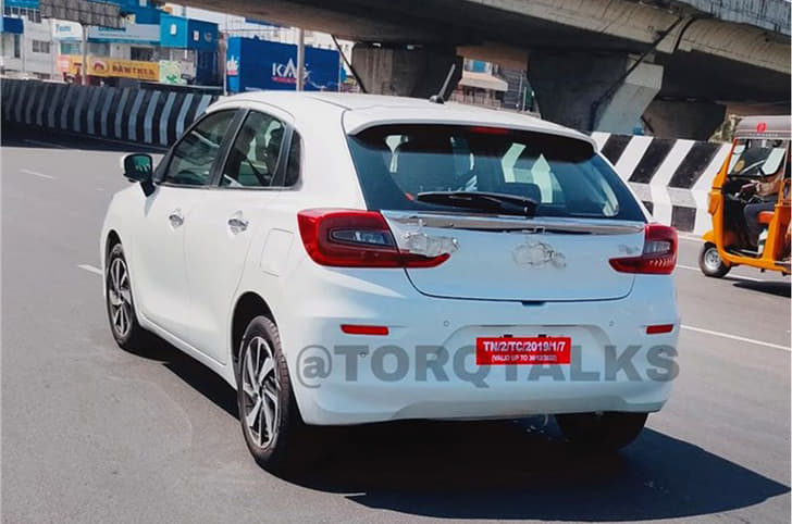 Upcoming Toyota Glanza rear quarter 