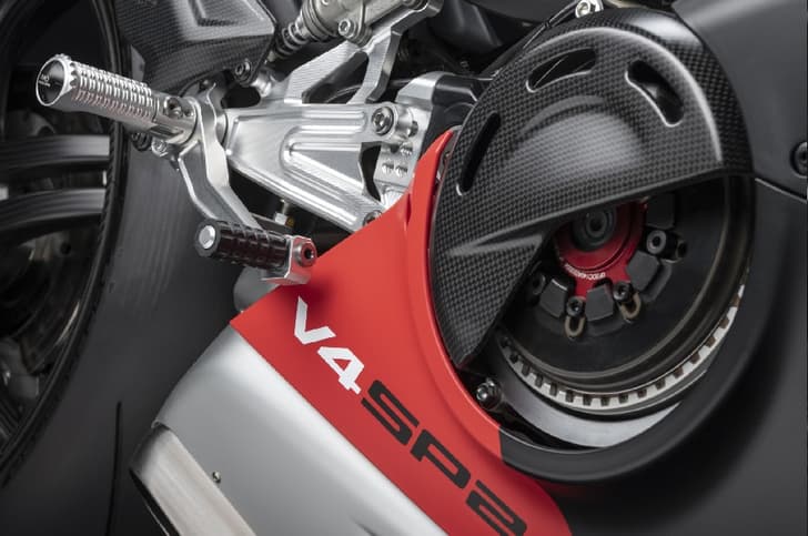 The Panigale V4 SP2's carbon clutch cover.