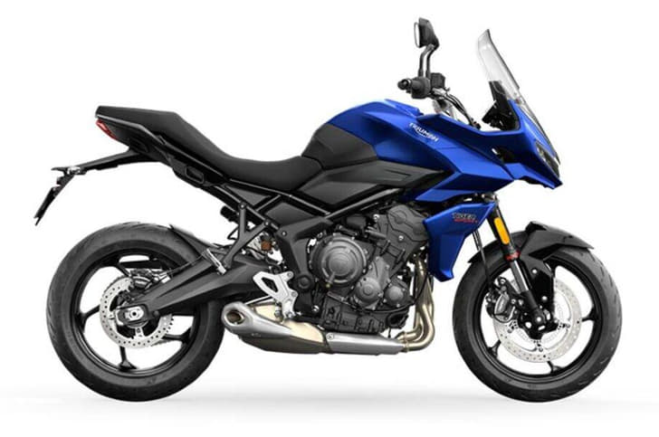 The Triumph Tiger Sport 660 in blue.