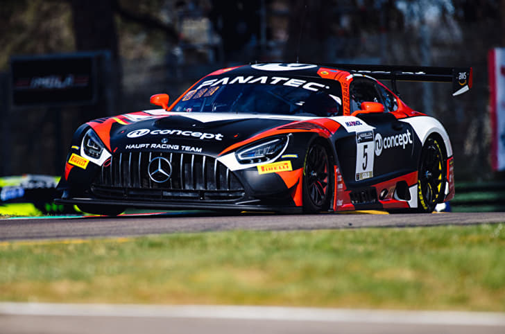 Arjun Maini racing for HRT at GT World Challenge Europe Imola