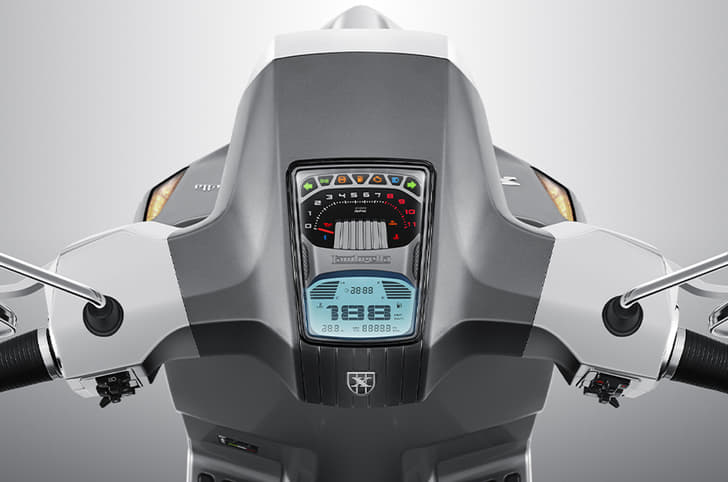 The Lambretta X300's semi-digital LCD instrumentation.
