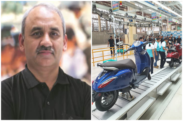 Rakesh Sharma and Bajaj Chetak assembly line image