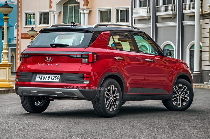 Hyundai Venue facelift back shot tail lights alloy wheels