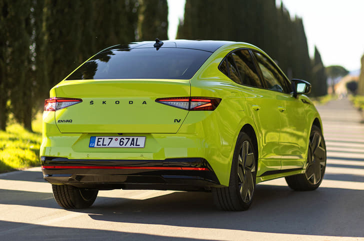2022 Skoda Enyaq RS iV rear quarter.