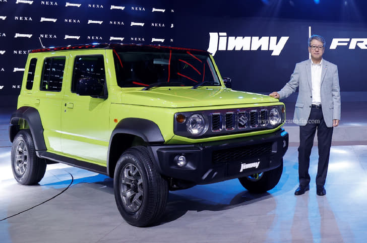 Hisashi Takeuchi, managing director and CEO, Maruti Suzuki with Jimny