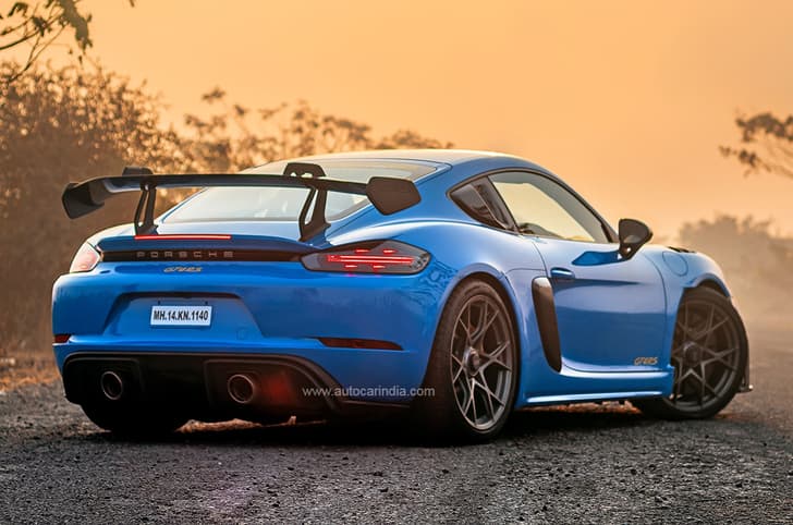 Porsche 718 Cayman GT4 RS rear quarter.