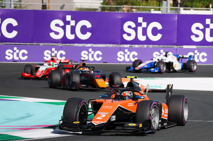 Jehan Daruvala finishes third in F2 Saudi Arabia feature race.