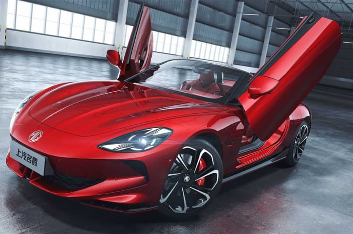 MG Cyberster EV front doors open