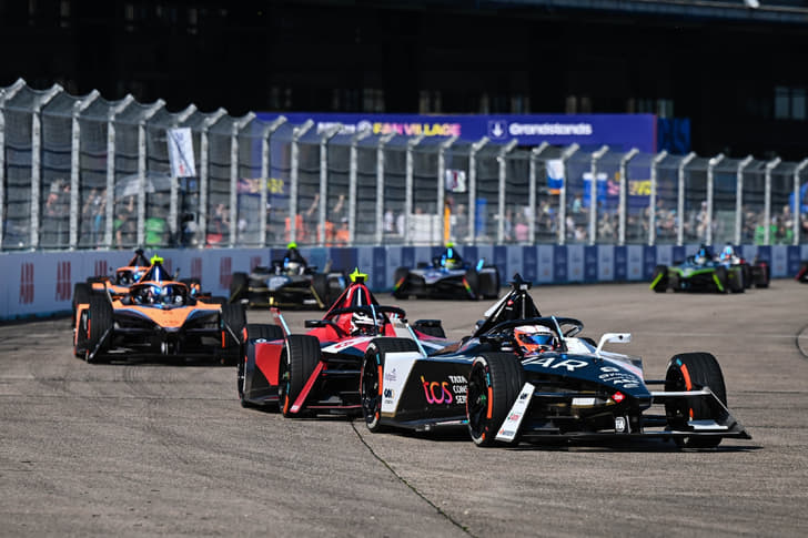 Jaguar's Mitch Evans leading the Berlin E-Prix