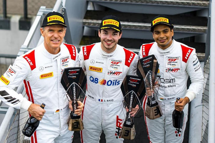 HRT drivers Hubert Haupt, Sebastien Baud and Arjun Maini