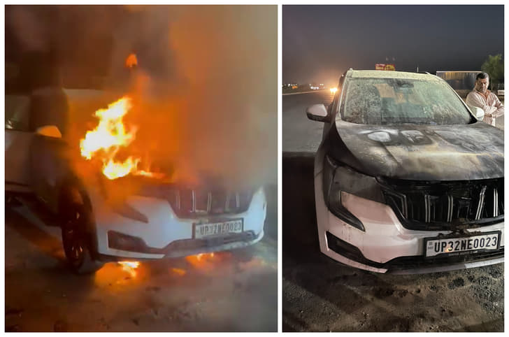 Mahindra XUV700 fire Jaipur