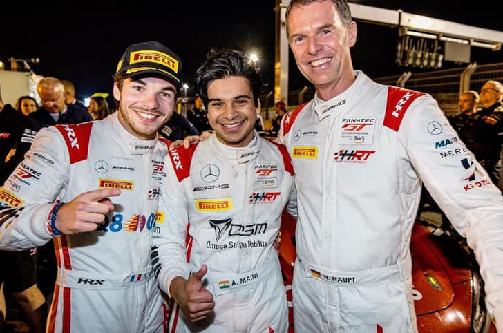 Sebastien Baud, Arjun Maini and Hubert Hapt at the France round of GT World Challenge Europe
