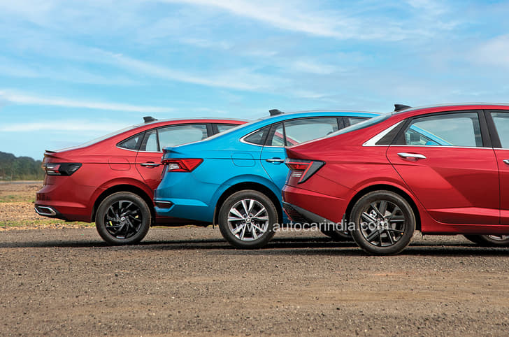 Hyundai Verna vs Skoda Slavia vs Volkswagen Virtus rear
