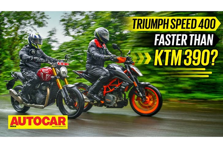 Speed 400 price, compared with KTM 390 Duke, video review.