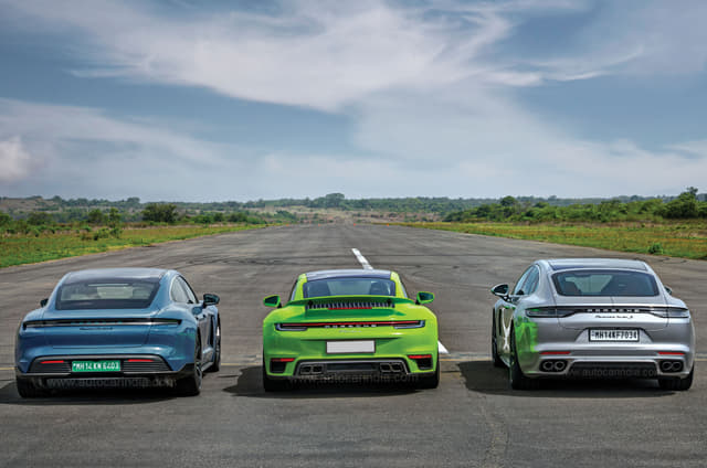 Porsche 911 Turbo S vs Panamera vs Taycan drag race: Triple Threat