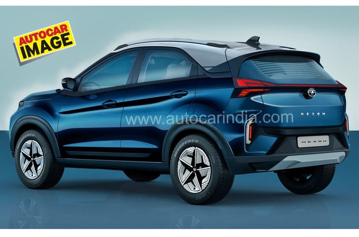 Tata Nexon facelift rendering rear quarter 