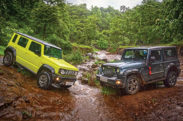 Maruti Jimny Mahindra Thar front static image
