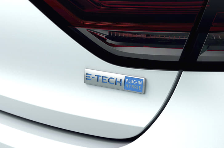 Renault Hybrid badge. 
