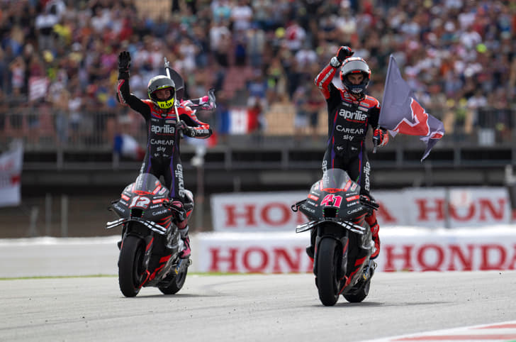 Aprilia MotoGP riders Aleix Espargaro and Maverick Vinales at 2023 Catalan GP