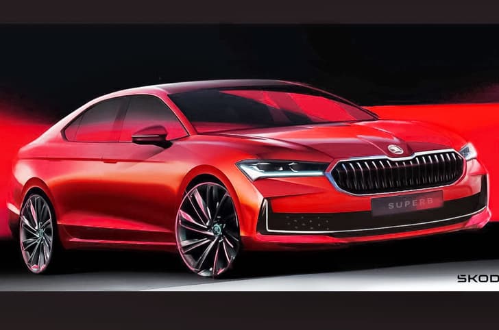Next-gen Skoda Superb front quarter