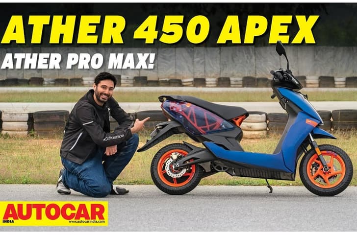 Ather 450 Apex video CT. Ather 450 Apex price, design, range, features, top speed: video review.