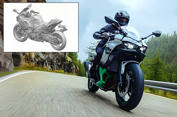 Kawasaki Ninja 7 Hybrid, Z e-1 electric bike designs patented in India