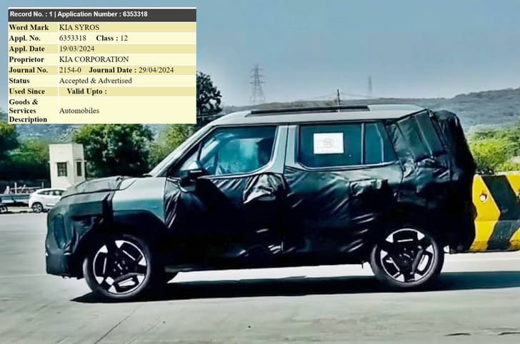 Kia Syros trademarked India 