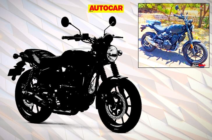 Silhouette of Royal Enfield Guerrilla 450 with bike being tested in a small cutout