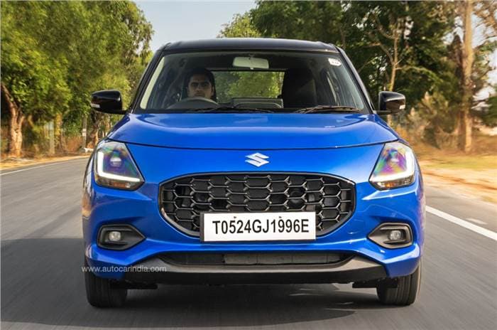 2024 Maruti Swift front action 2024 Maruti Swift front action