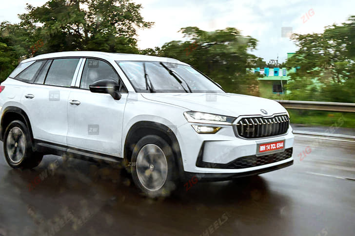 Next-gen Skoda Kodiaq spied on test in India. Next-gen Skoda Kodiaq spied on test in India.