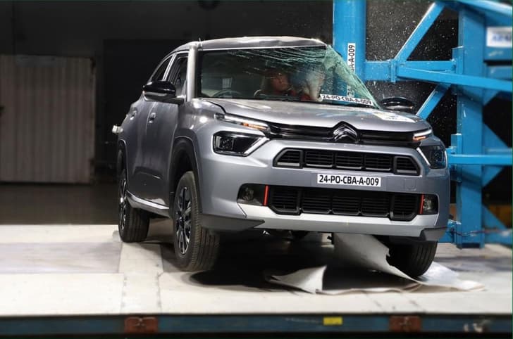Citroen Basalt Bharat NCAP side pole crash test
