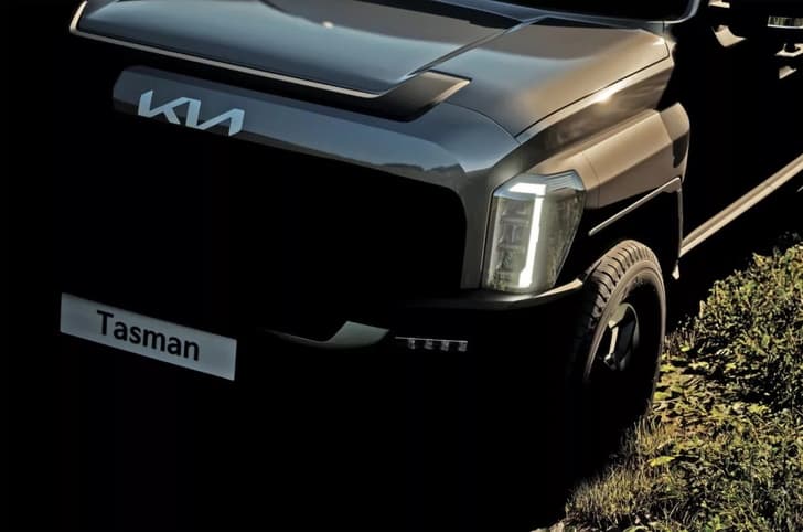 Kia Tasman pick up teaser front Kia Tasman pick up teaser front