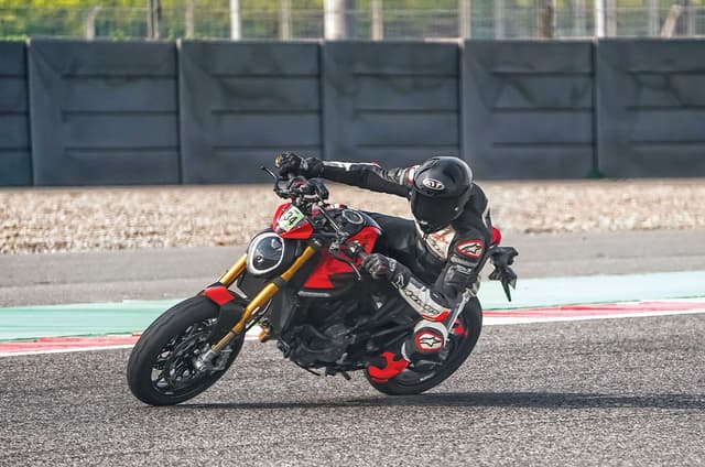 Testing the KYT KX-1 Race GP helmet at BIC on a Ducati Monster SP