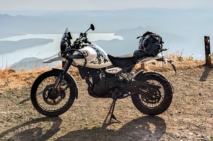 Royal Enfield Himalayan side shot Royal Enfield Himalayan touring review, mileage, service