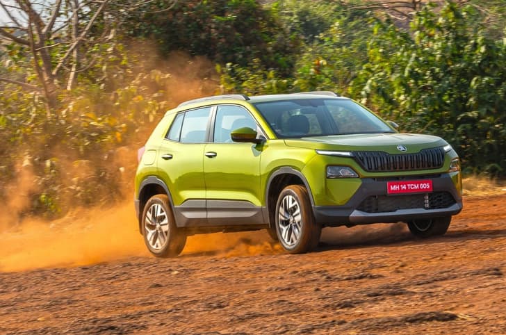 SKoda Kylaq review front dirt drift SKoda Kylaq review front dirt drift