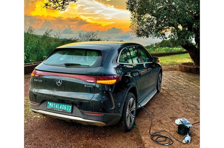 Mercedes EQE SUV 500 charging Mahabaleshwar