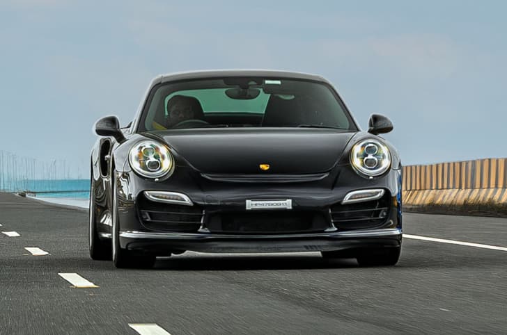 Porsche 911 Turbo 991 series front action Porsche 911 Turbo 991 series front action