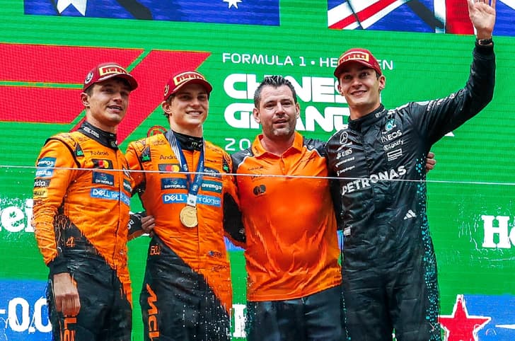 2025 F1 Chinese GP podium - Norris, Piastri and Russell