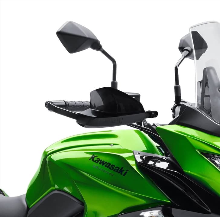 Handguards and an adjustable windscreen add to touring capability. Handguards and an adjustable windscreen add to touring capability.