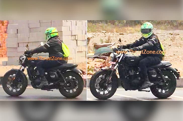 Jawa 42 FJ spotted with a single sided exhaust