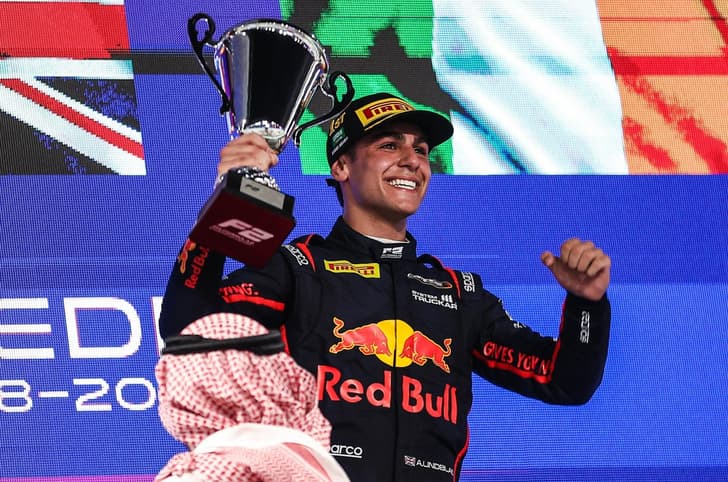 Saudi Arabian GP F2 sprint race winner Arvid Lindblad Saudi Arabian GP F2 sprint race winner Arvid Lindblad