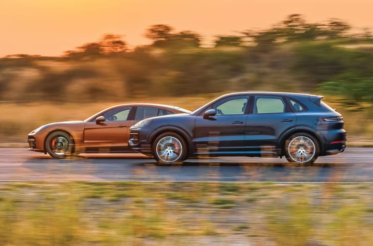 Porsche Cayenne GTS and Panamera GTS at CoASTT side pan