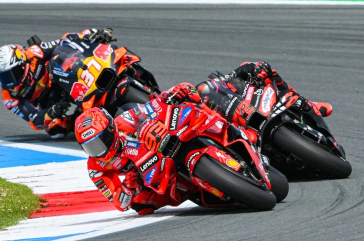 Marc Marquez racing his Ducati at Assen MotoGP 2025